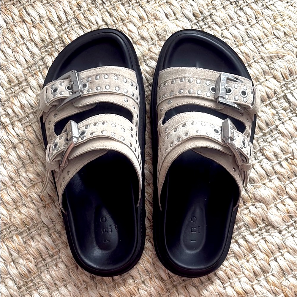 Iro Paris Studded Leather Slide Sandals | Size 39 | Luxe Designer Flats